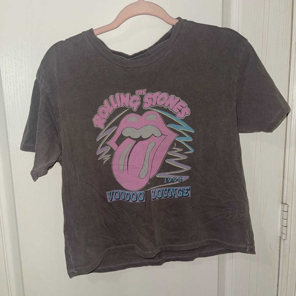 The Rolling Stones- Gray crop top-Medium